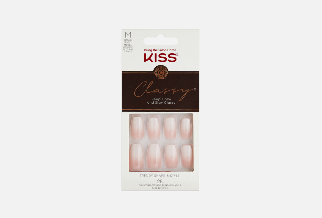 Набор накладных ногтей с клеем максимальной длины KISS NEW YORK Professional, Eternal classics 28мл