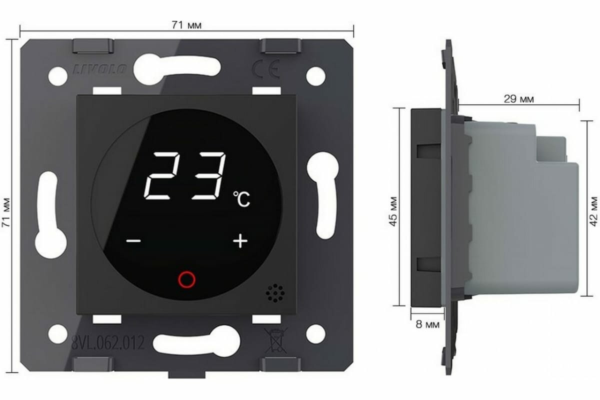 LIVOLO Терморегулятор пола сенсорный с внешним датчиком , цвет черный (механизм) VL-FCQ1-2BPS72