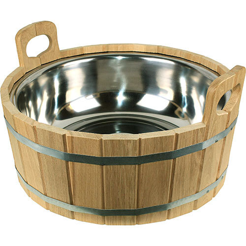 фото Шайка из дуба двуручная со вставкой из нержавейки, 17 л