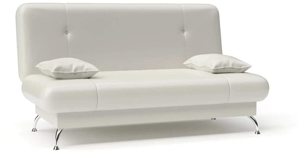 фото Диван прямой Лион книжка белая экокожа (пружинный блок "боннель")
