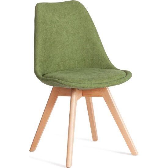 Стул Tetchair TULIP SOFT (mod. 053V) дерево/пластик/ткань, 49,5 x 54,5 x 84 см, Зеленый (Green) LY1701-7 (4шт/уп)