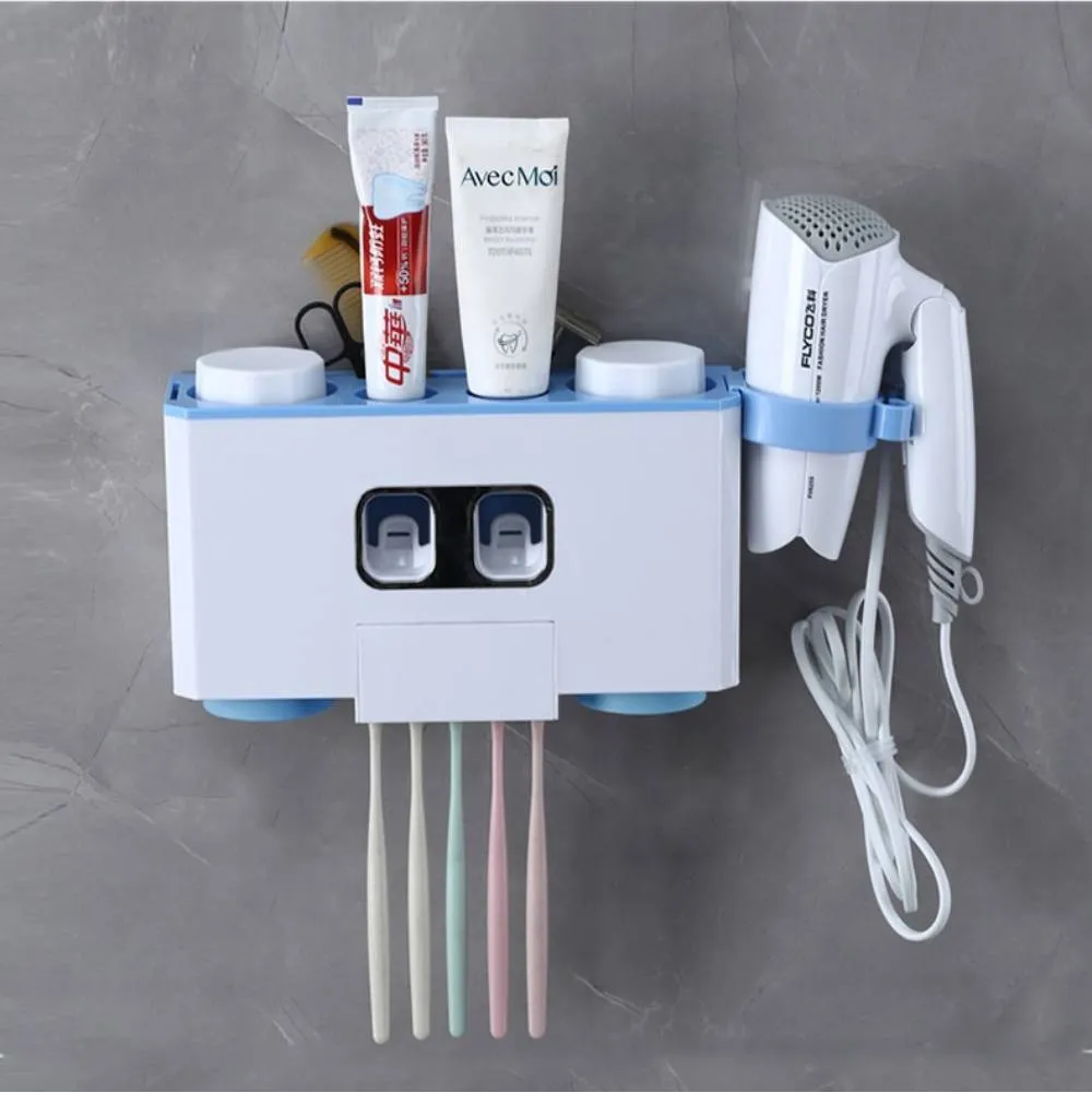 фото Универсальный дозатор для зубной пасты с держателем для зубных щеток и фена