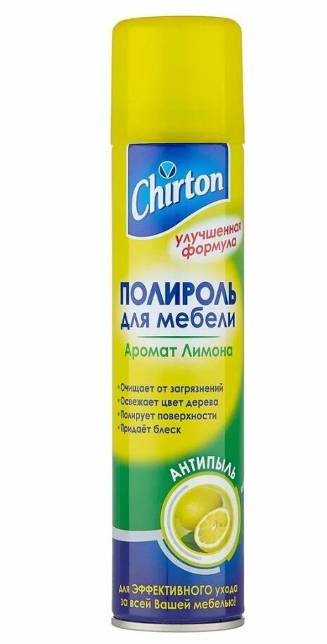 Chirton Полироль-антипыль для мебели Лимон 300 мл/