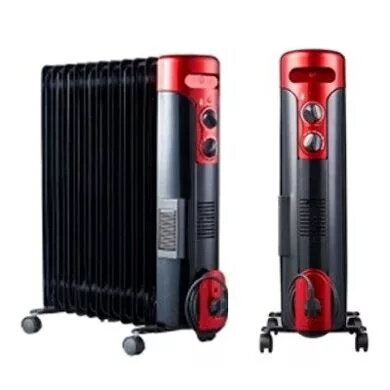 Масляный радиатор "Умница" ОМВ-11с.-29кВ с вентилятором черно-бордовый цвет