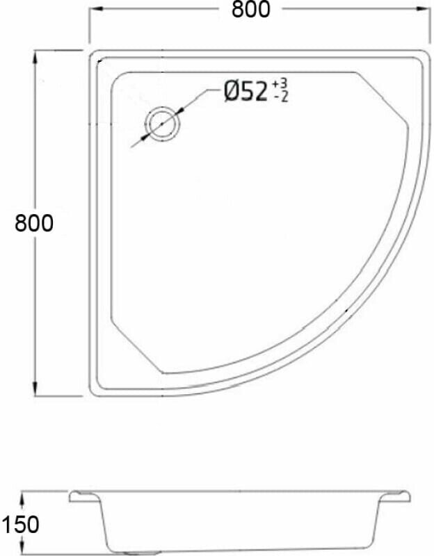 Душевой поддон Loranto 80*80*15см толщина стали 0,9мм, отверстие для слива 5см (LG800C)