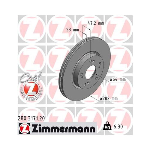 Тормозной диск, ZIMMERMANN 280.3171.20 (2 шт.)