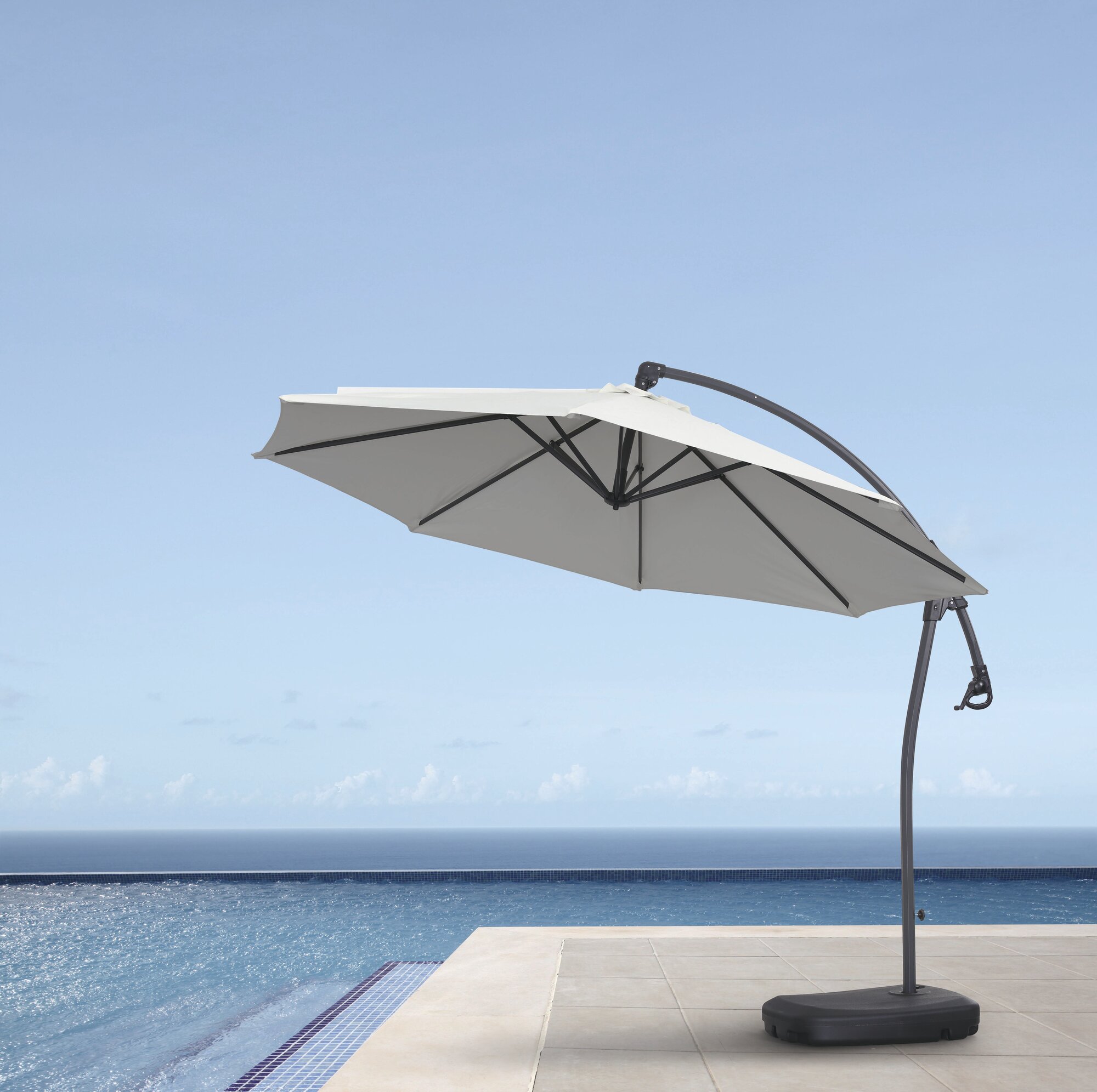 Зонт садовый подвесной Modern 300х300 см белый, подставка с резервуаром для воды