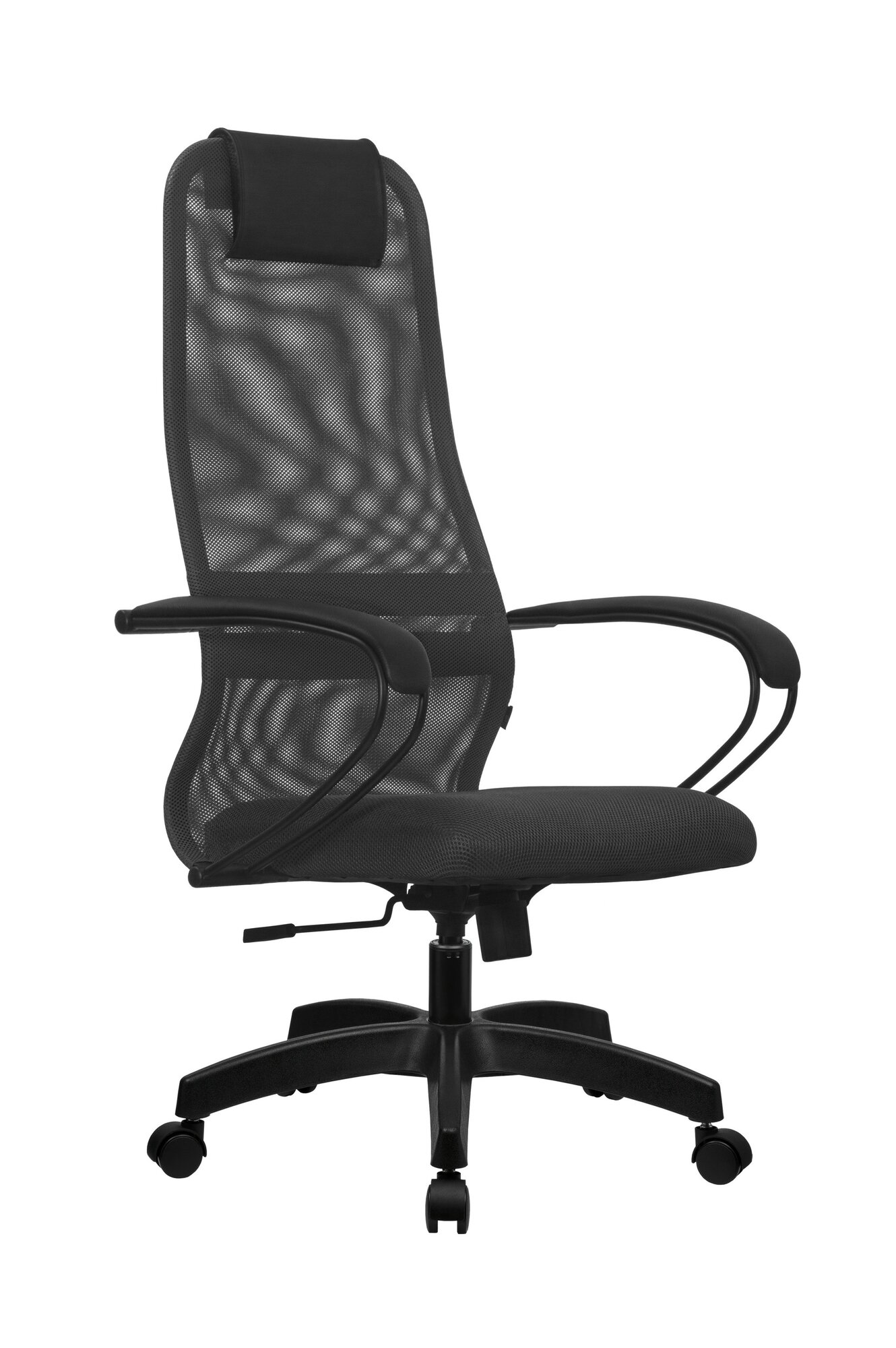 кресло офисное SU-B-8 темно-серый экокожа/сетка Метта - фото №5