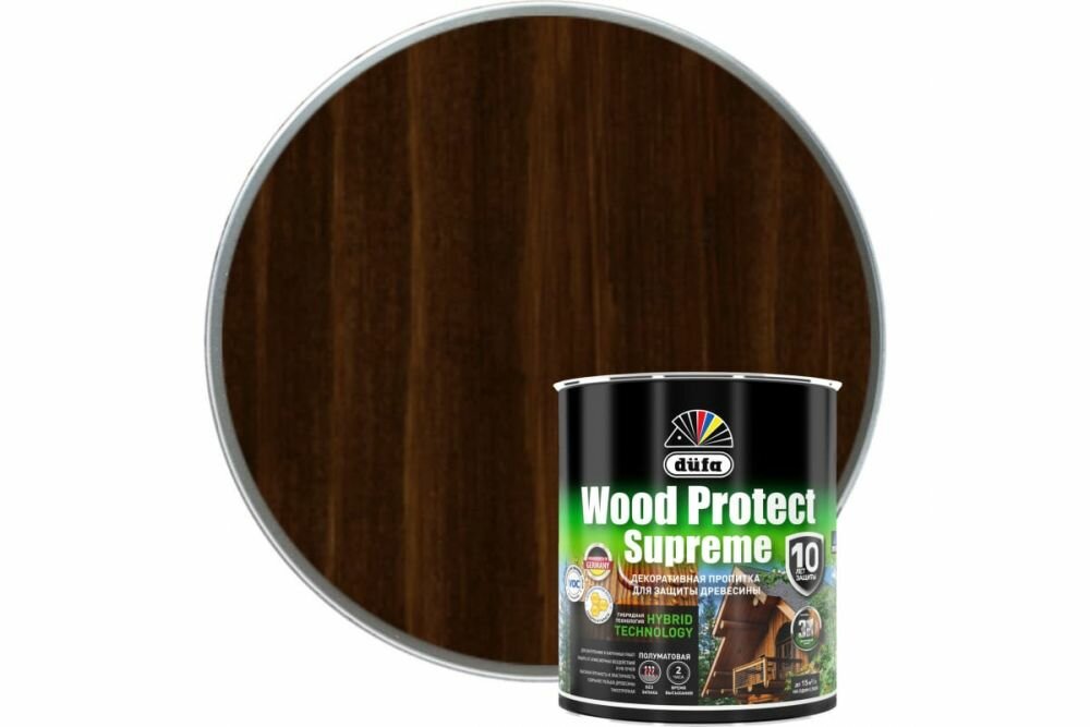 Пропитка по Дереву Dufa Wood Protect Supreme 0.75л Палисандр Гибридная для Внутренних и Наружных Работ / Дюфа Вуд Калор Суприм.