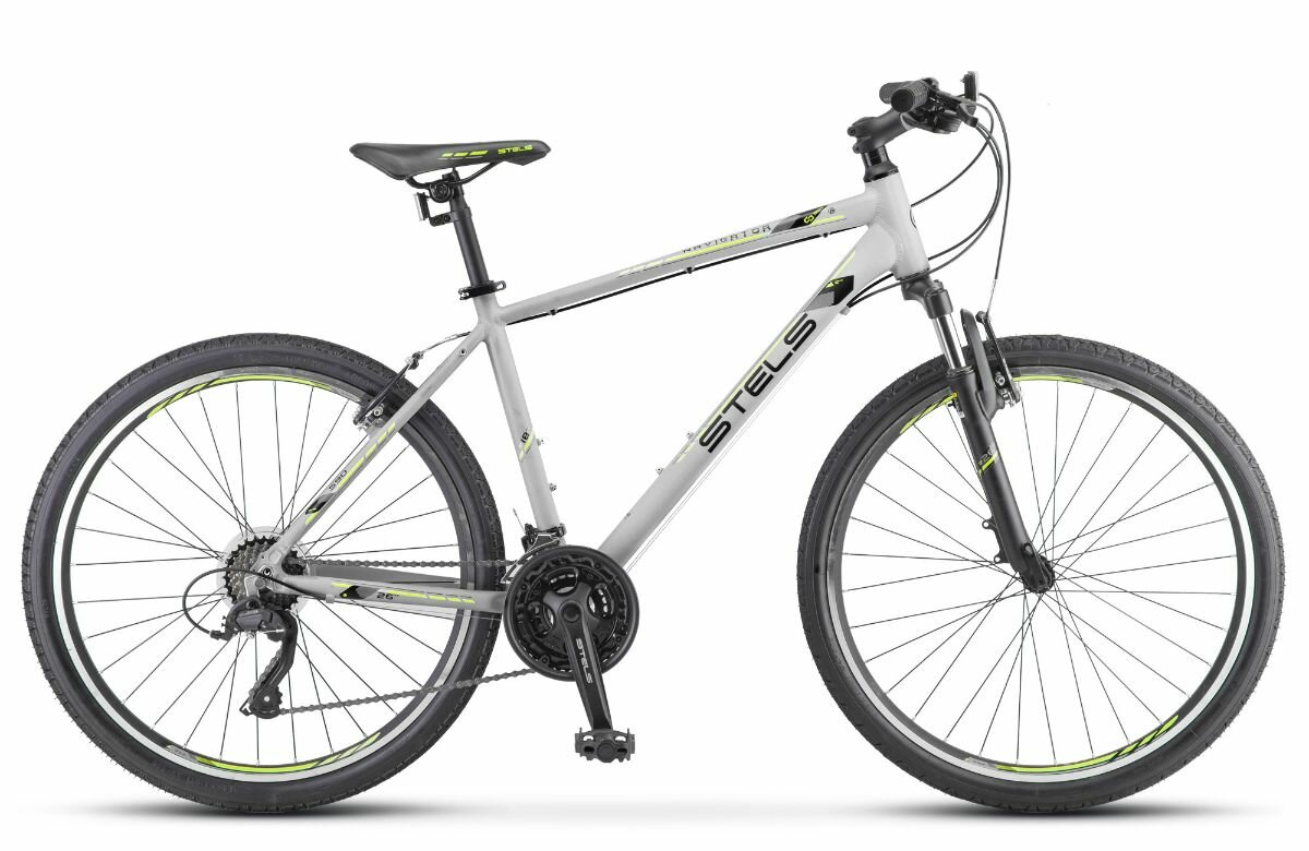 Велосипед горный STELS Navigator 590 V 26" K010, 18" серый/салатовый