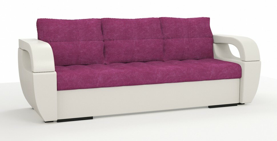 фото Диван еврокнижка Мартин экокожа белый + велюр розовый (независимый пружинный блок)