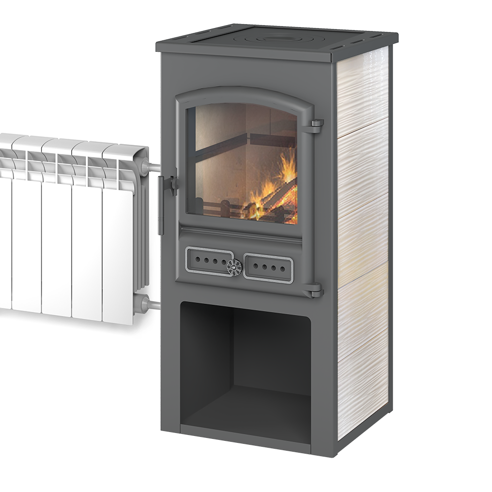 фото Камин этна (БКД) с плитой и т/о "Бежевый" Ø115мм диаметр дымохода: 115 мм