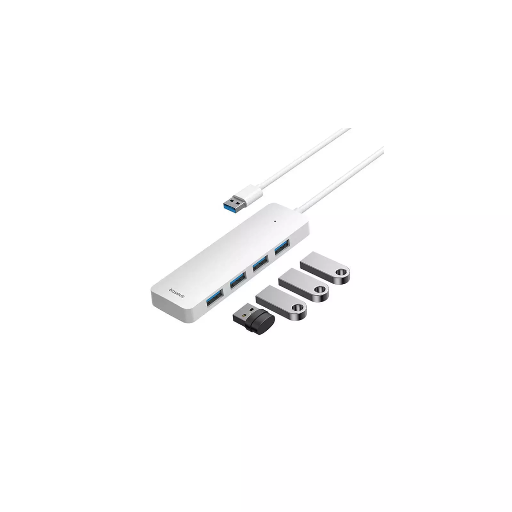 Хаб концентратор Baseus UltraJoy Series 4-Port HUB Lite 15см Moon White (USB-A - USB3.0*4) B0005280B211-00