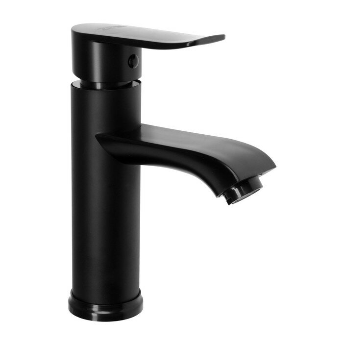 фото Смеситель для раковины ZEIN Z3717, однорычажный, длина излива 12 см, пластик, черный