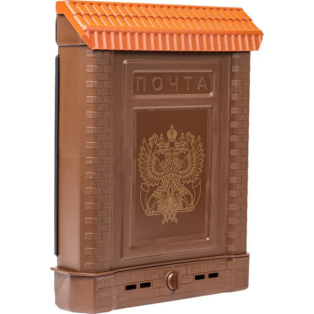 Ящик почтовый Жук Премиум с накладкой коричневый