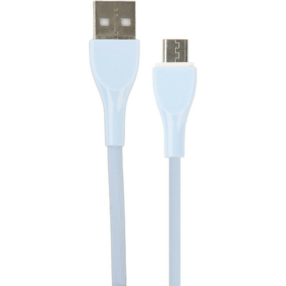 PERFEO Кабель USB A вилка - Micro USB вилка, 2.4A, голубой, силикон, длина 1 м, ULTRA SOFT (U4022)