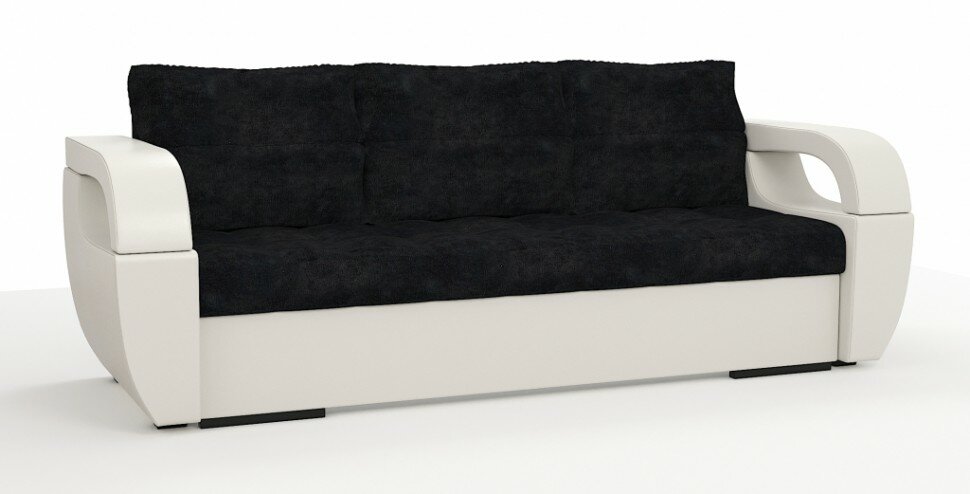 фото Диван еврокнижка Мартин экокожа белый + велюр черный (независимый пружинный блок)