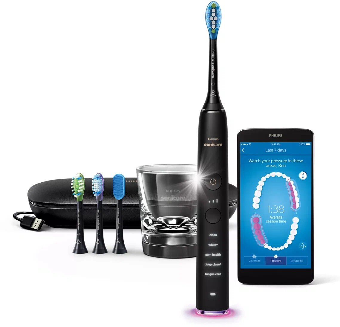 фото Звуковая зубная щетка Philips Sonicare DiamondClean Smart 9500 HX9924, чёрная