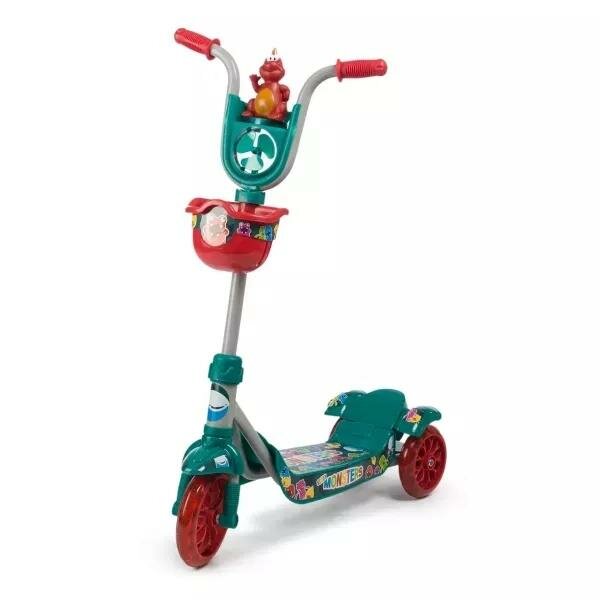 фото Самокат 3-х колесный Kreiss ZS-L013 с корзиной и вертушкой Зеленый