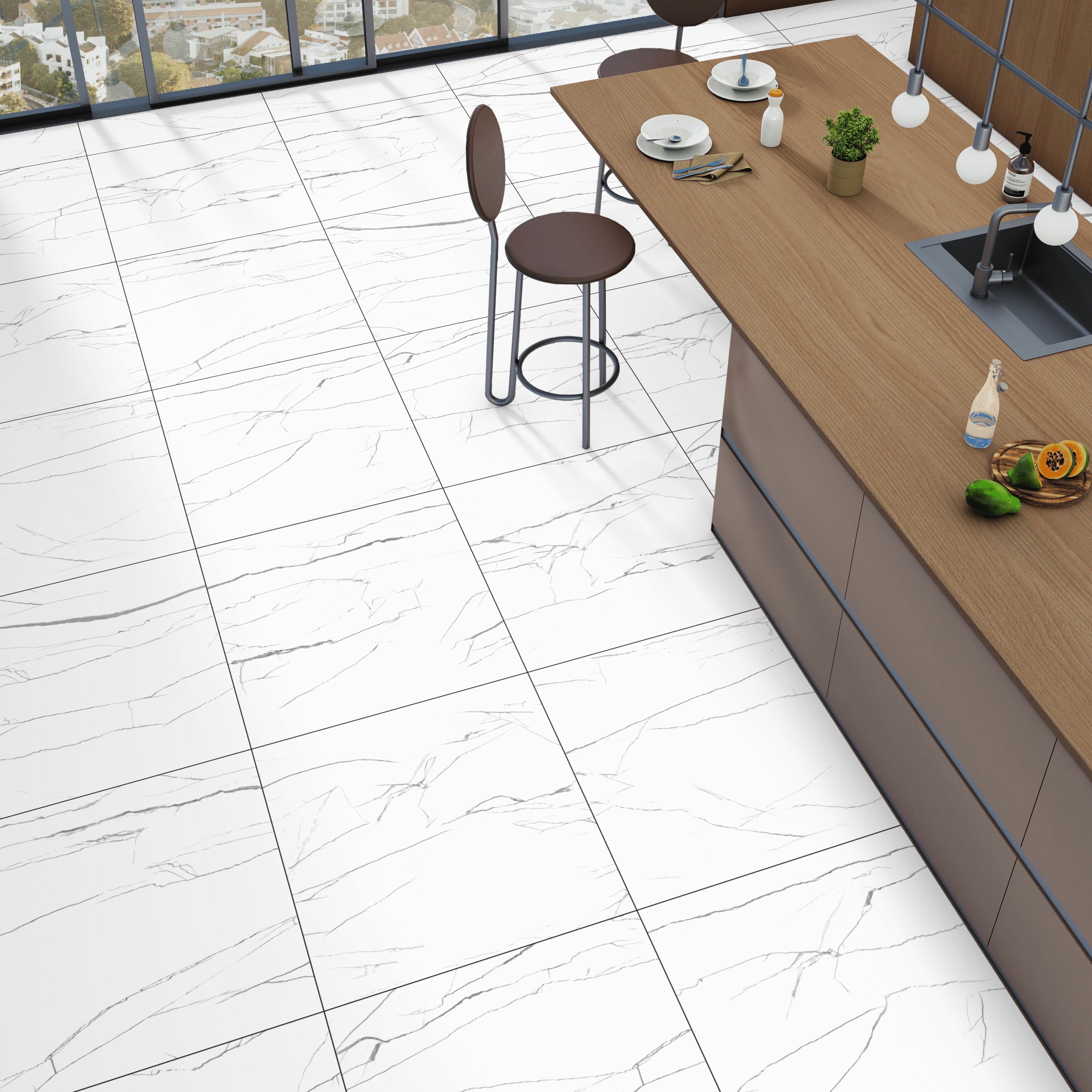 фото Керамогранит Lavit Endless Карвинг белый 60x60 см