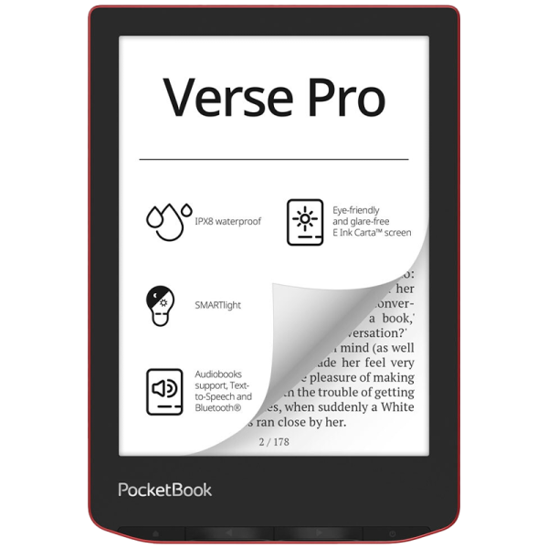 Электронная книга PocketBook 634 Verse Pro синий с обложкой ReaderONE Red