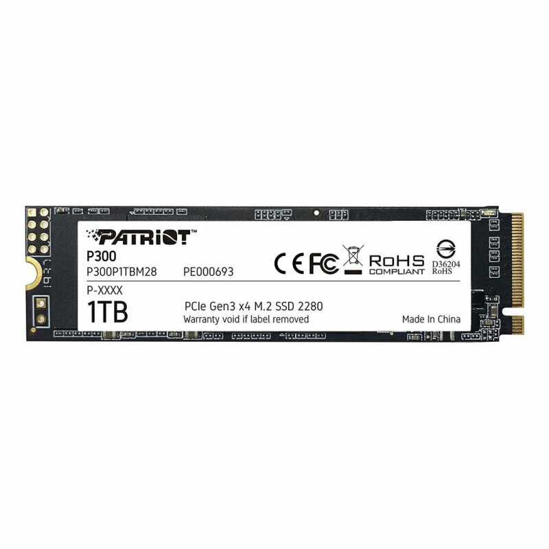 SSD накопитель Patriot P300 1ТБ M.2 2280 PCI-E x4 (P300P1TBM28), 1642473