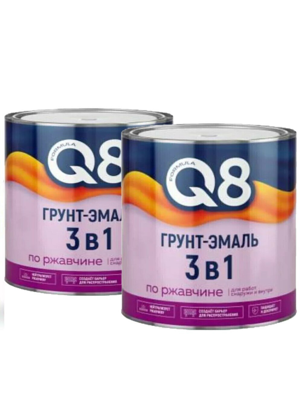 фото Грунт-эмаль по ржавчине Formula Q8, черная 1,9 кг 2 шт