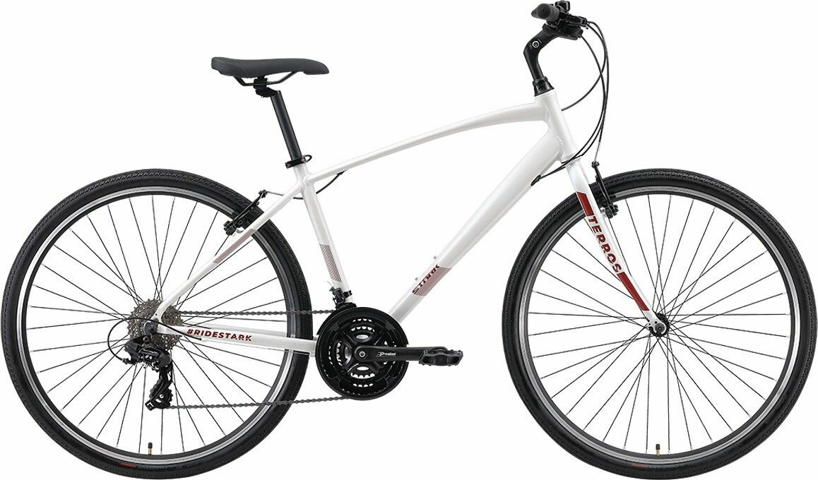 Велосипед Stark Terros 28.2 V (2024) (Велосипед Stark'24 Terros 28.2 V белый матовый/красный, серый 16", HQ-0014208)