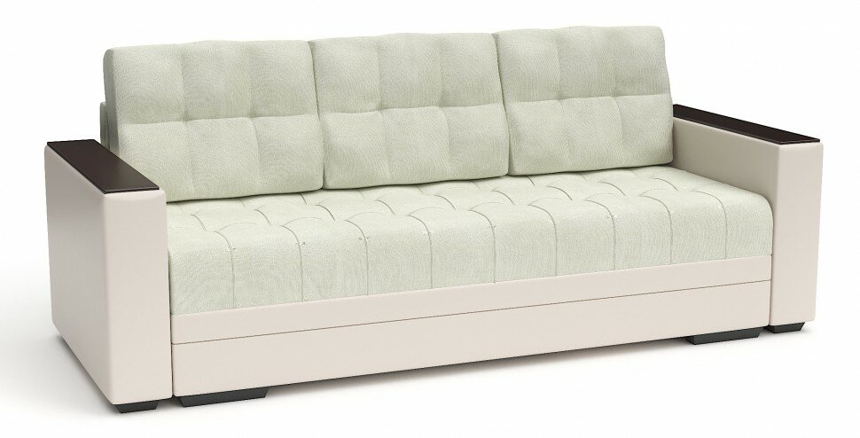 фото Диван прямой Атланта (Атлантик) еврокнижка белый велюр+бежевая экокожа (пружинный блок "боннель")