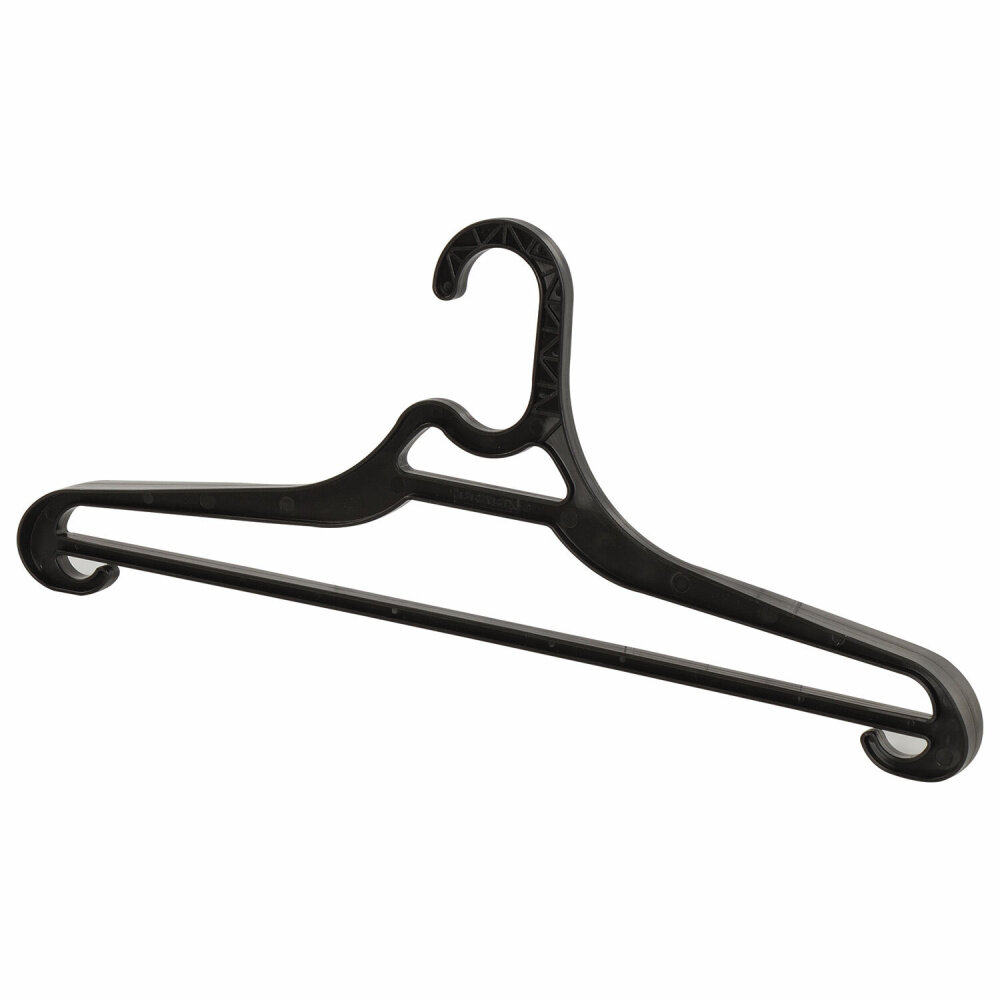 фото Вешалка-плечики р.46-48, пластик, плоская, перекладина, крючки для бретелей, черная, BRABIX, 601654 упаковка 5 шт.