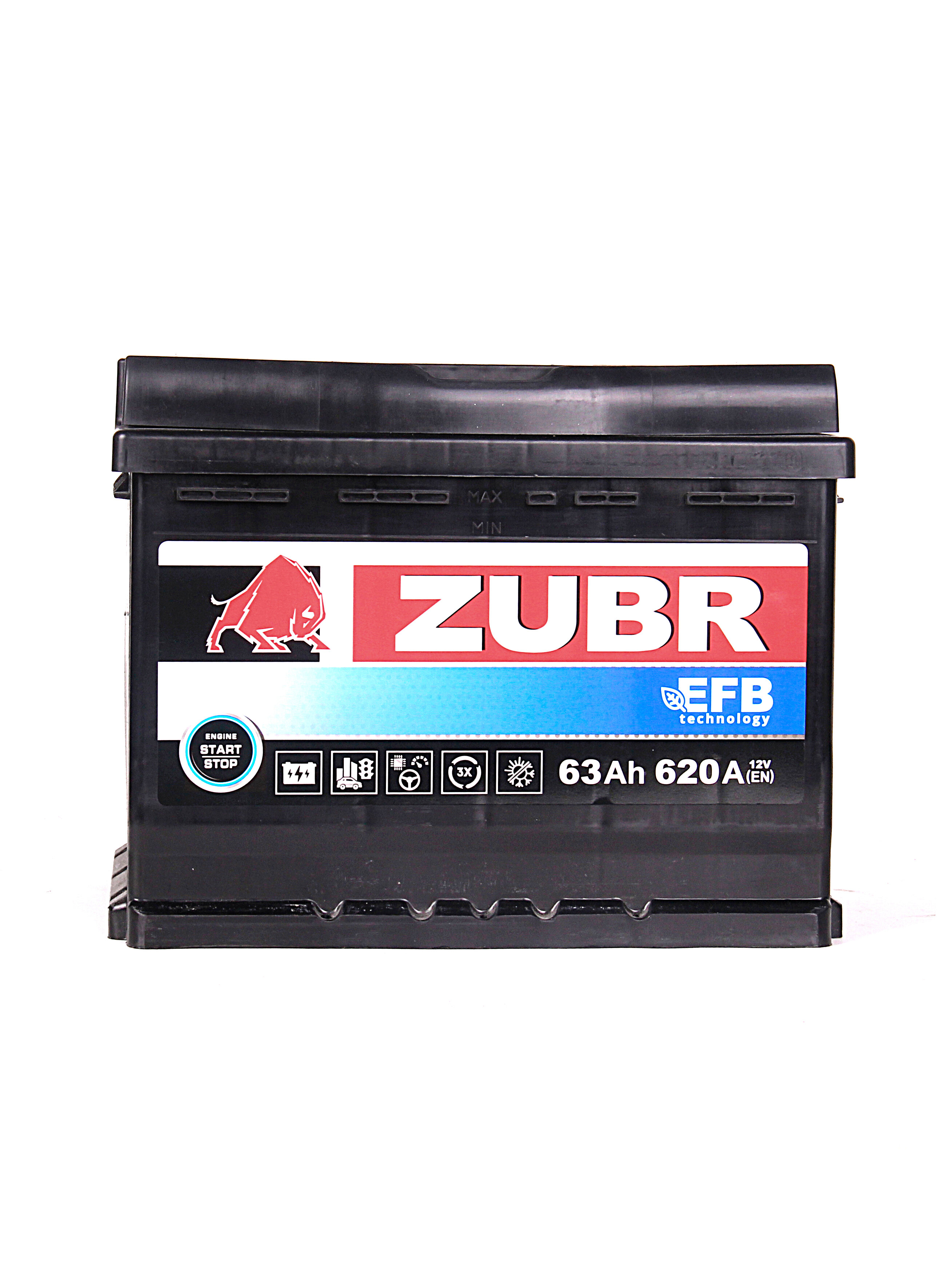 Аккумулятор автомобильный ZUBR EFB 63Ач R+ EN620A 242x175x190 (ZE630) B13 обратная полярность