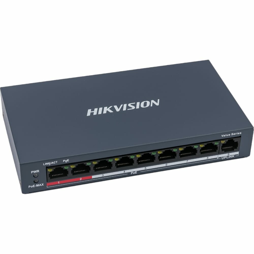 Восьмипортовый неуправляемый коммутатор Hikvision DS-3E0109P-E/MB
