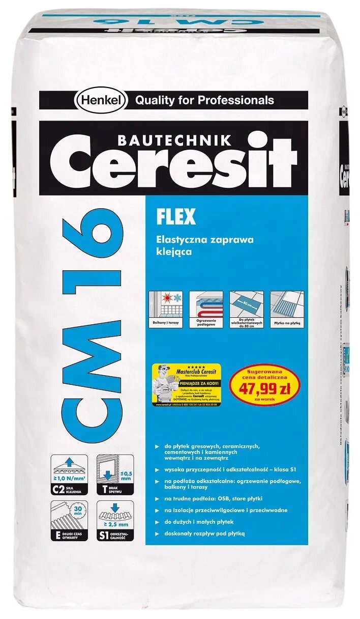 Клей для плитки и камня Ceresit CM 16 Flex