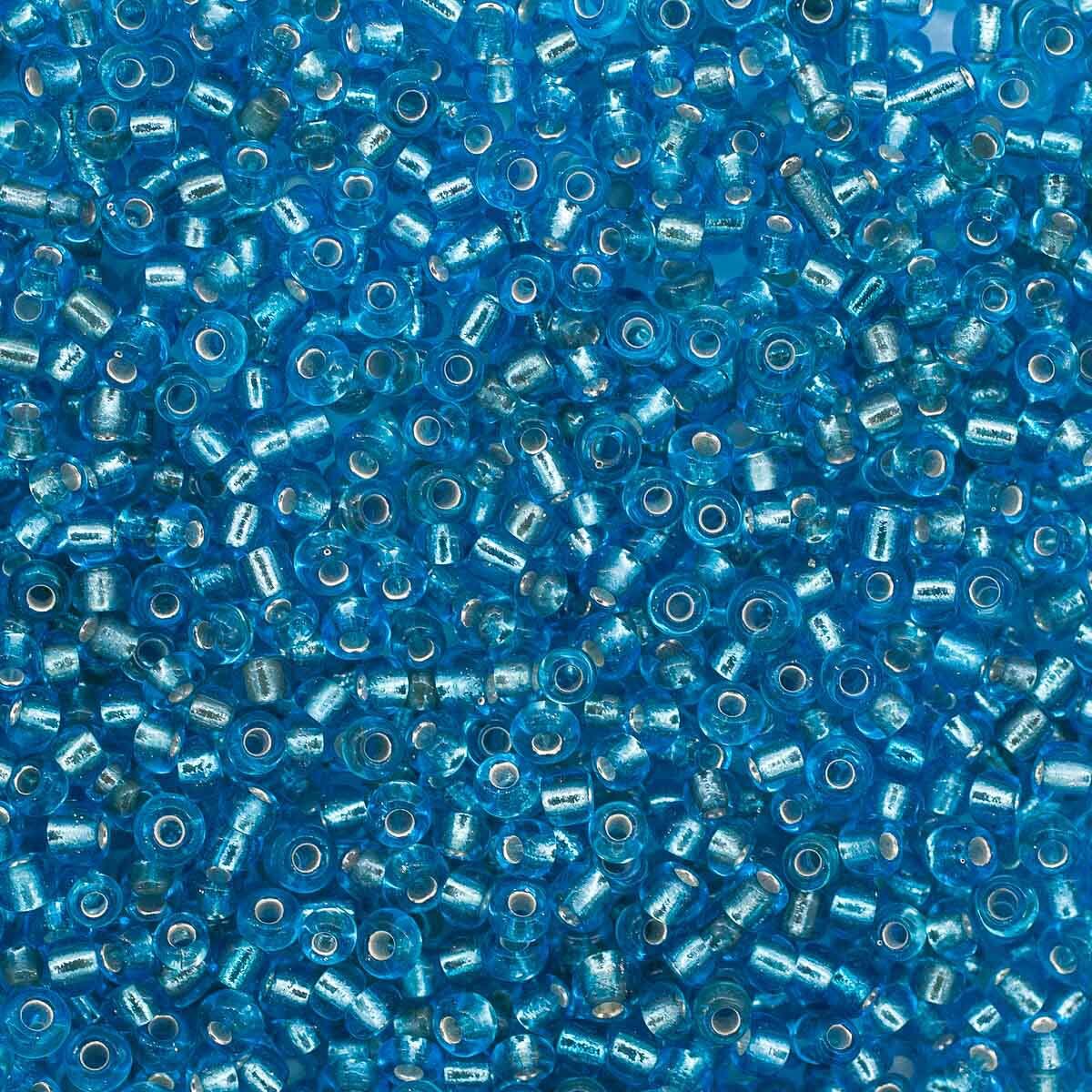 Бисер Astra&Craft Стекло, 11/0, цвет 23В, голубой, прозрачный, серебристый центр, 10х20 г