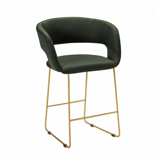 фото Кресло полубарное R-home Hugs тёмно-зеленый/Линк золото.