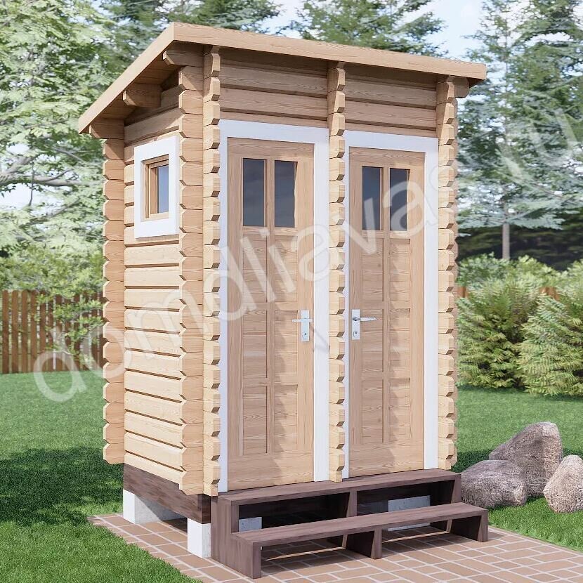 Туалет и душ для дачи деревянный хозблок 2 х15 м "Близнец" Дом для Вас