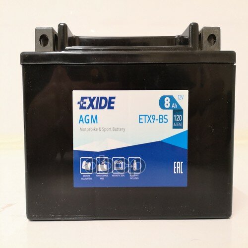   Exide Agm [12v 8ah 120a B0] EXIDE . ETX9-BS