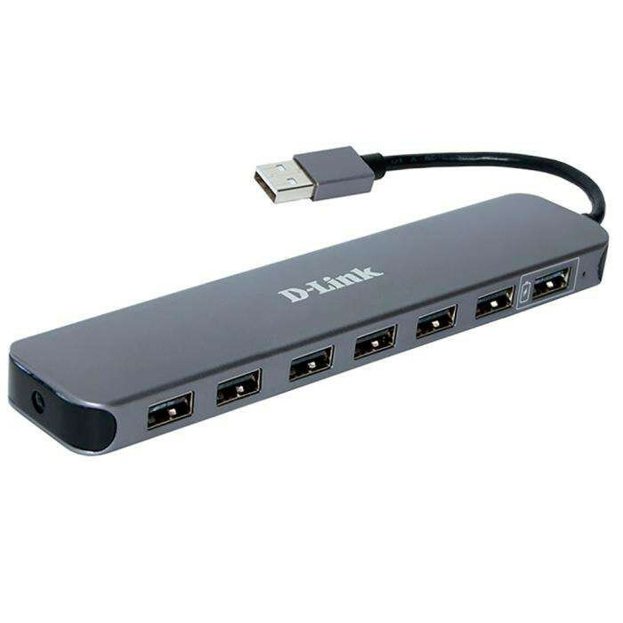 Концентратор usb D-Link DUB-H7/E1A, 7-port USB 2.0 Hub.7 downstream USB type A (female) ports, 1 upstream USB type A (male), support Mac OS, Windows XP/Vista/7/8/10, Linux, support USB 1.1/2.0, fast charge mode.Powe