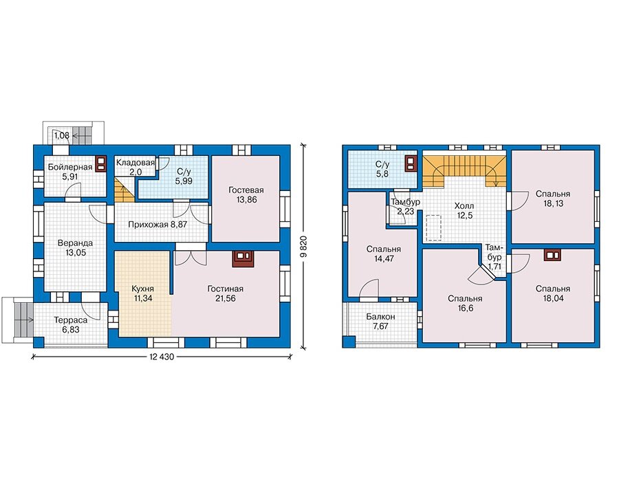 Проект дома Plans-42-03 (172 кв.м, поризованный кирпич, окоренное бревно) - фотография № 2