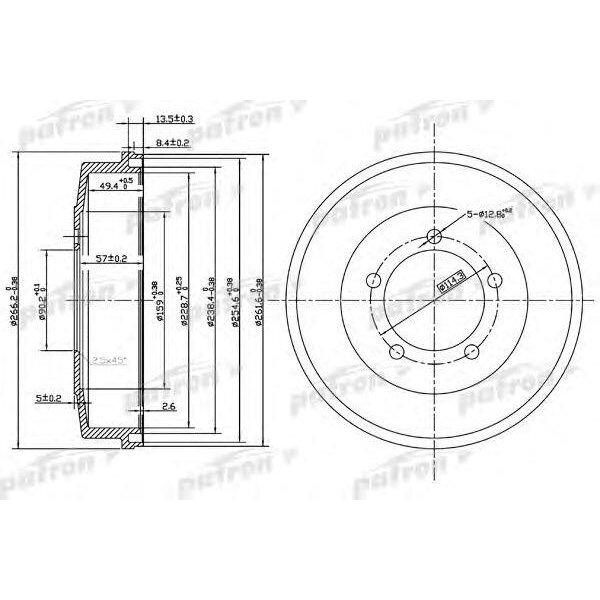 Тормозной барабан, PATRON PDR1002 (1 шт.)