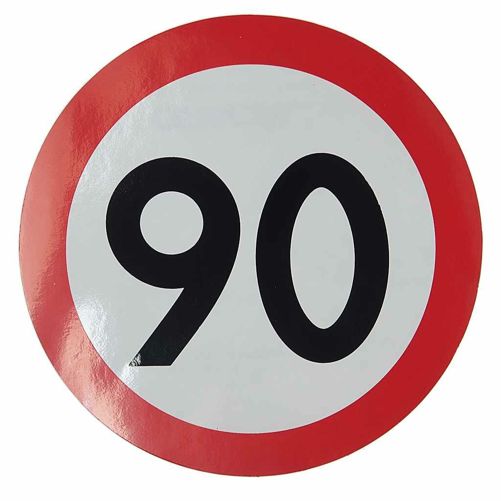 Наклейка-знак виниловая "Ограничение скорости 90км/ч" круг наружная d=16см 05028 AUTOSTICKERS