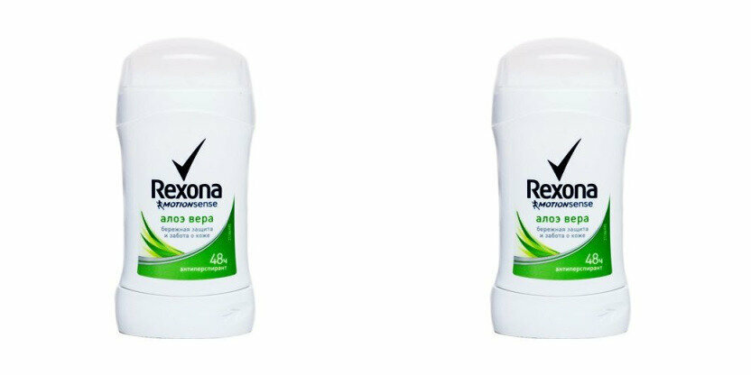 Дезодорант-антиперспирант стик Rexona, Алоэ Вера, 40 мл, 2 шт