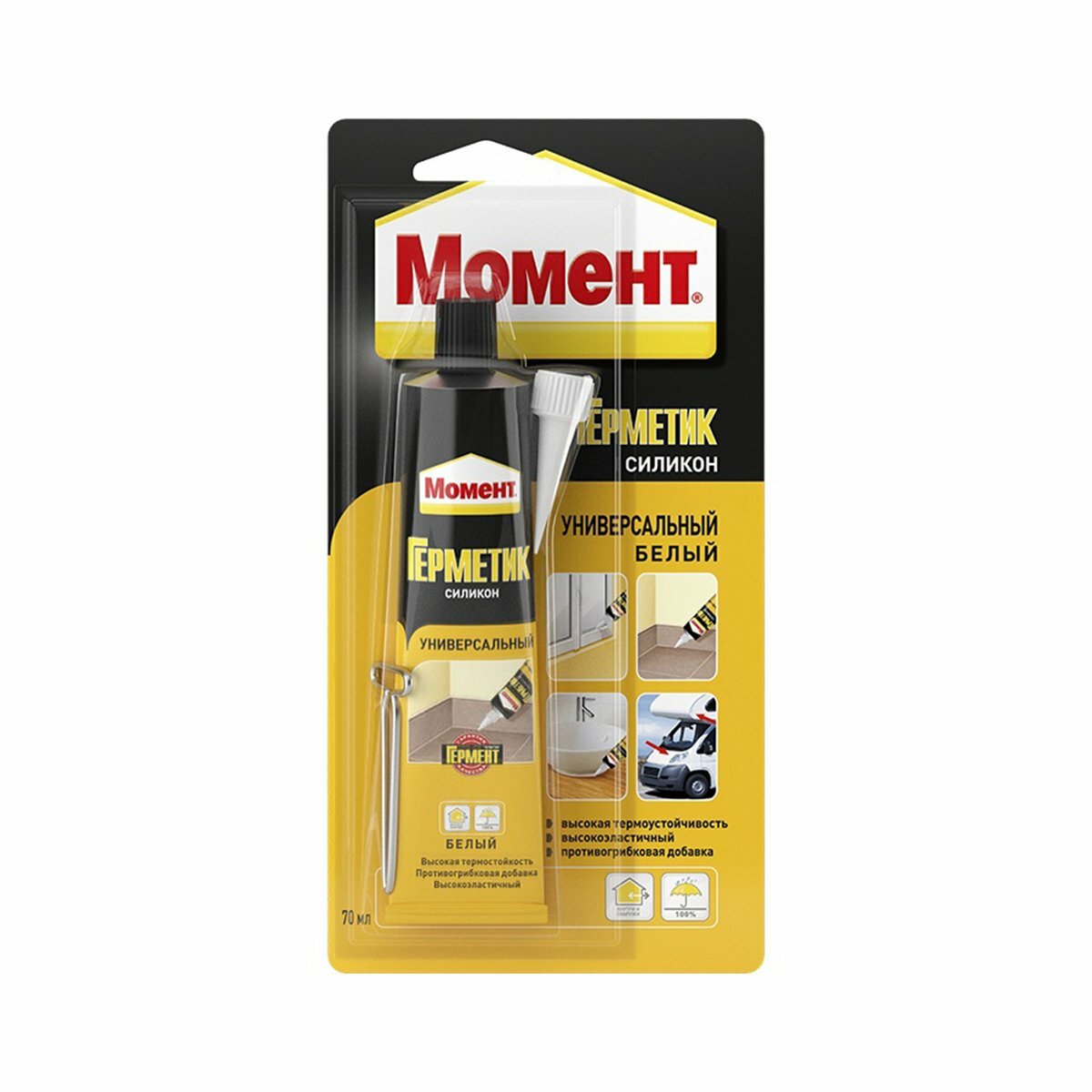 фото Силиконовый герметик Момент 3002435, 70 мл, белый