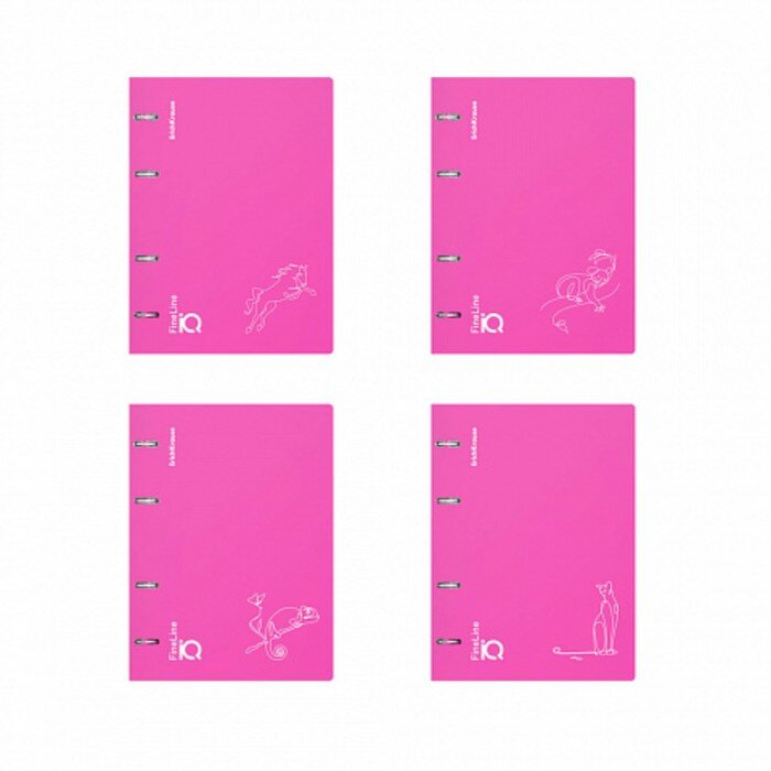 Тетрадь на кольцах А5 100 листов клетка ErichKrause IQ FineLine Silhouette пластиковая обложка розовый блок офсет 80 г/м² белизна 100% микс