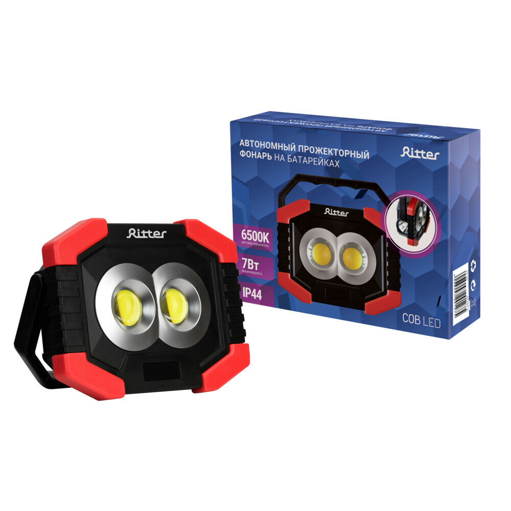 фото Фонарь прожектор Ritter (29127 5) светодиодный 3 LED 7 Вт на батарейках AA пластик 2 режима