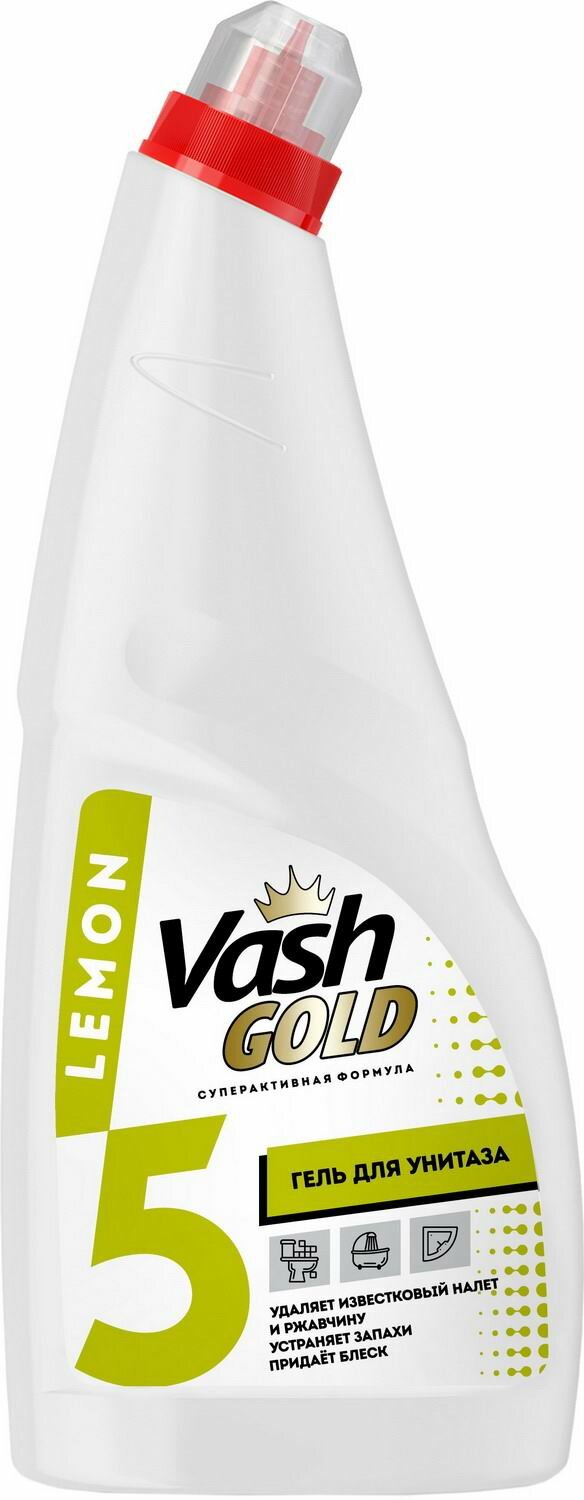 Гель для чистки унитазов с ароматом лимона 750 мл - Vash Gold [4650058307307]