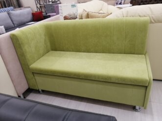 Кухонный диван с ящиком прямой К020 флок антикоготь зеленый дерево