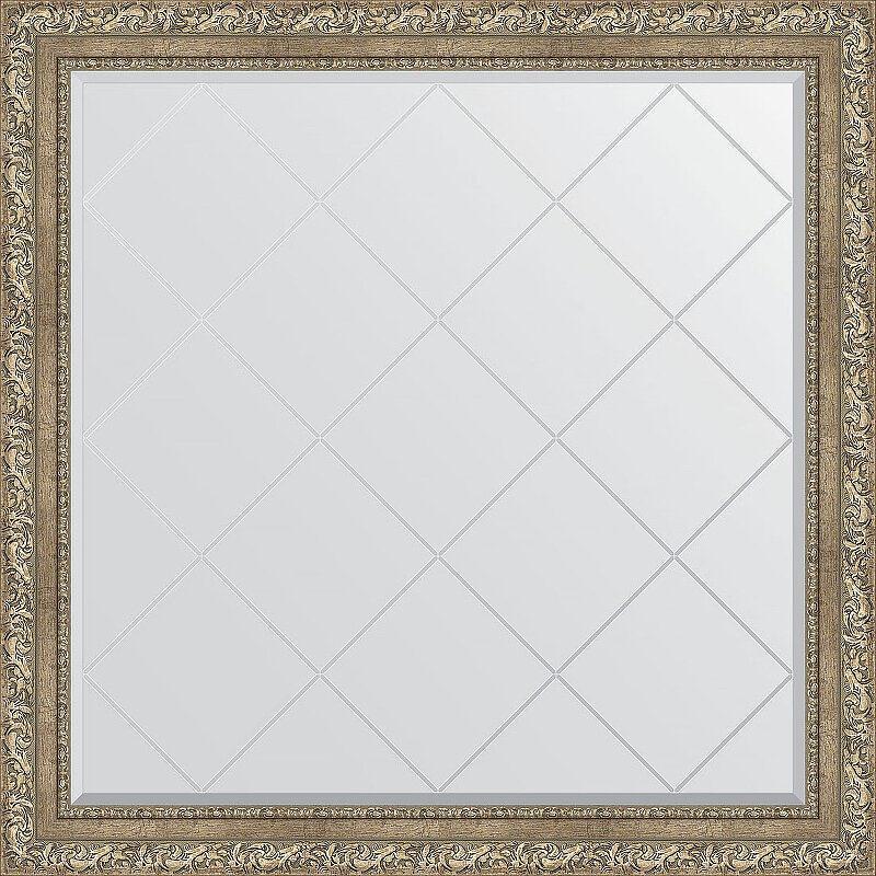 Зеркало Evoform Exclusive-G 105х105 BY 4444 с гравировкой в багетной раме - Виньетка античное серебро 85 мм - фотография № 1