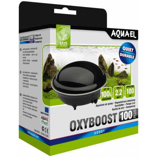 Компрессор AQUAEL OXYBOOST 100 plus для аквариума до 100 л (100 л/ч, 2.2 Вт, 1 канал)