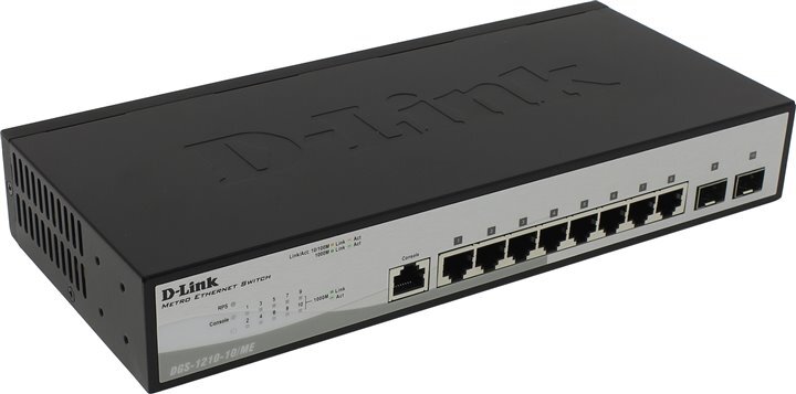 Коммутатор D-Link DGS-1210-10/ME/A1A 8xGbLAN 2xSFP/GbLAN